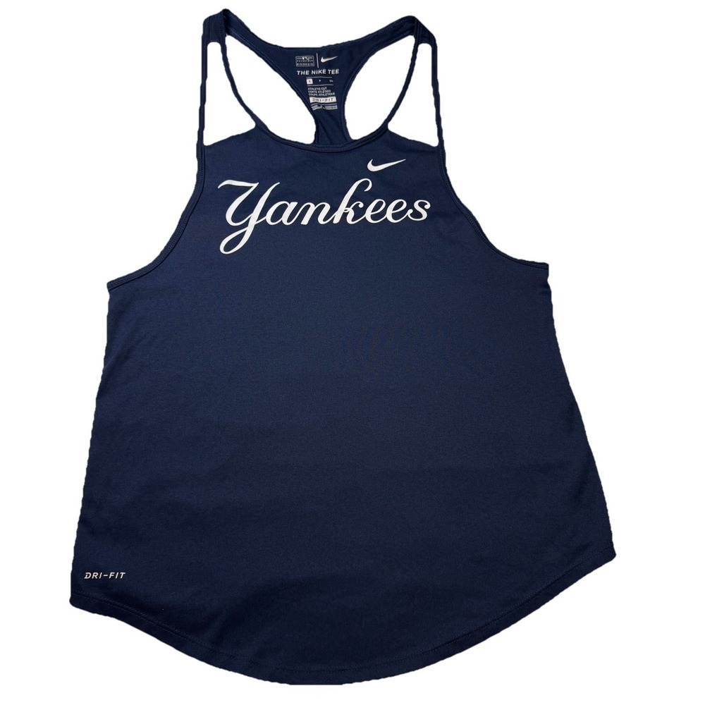 New York Yankees Tank Top Women Small Blue White Baseball MLB Sleeveless Nike